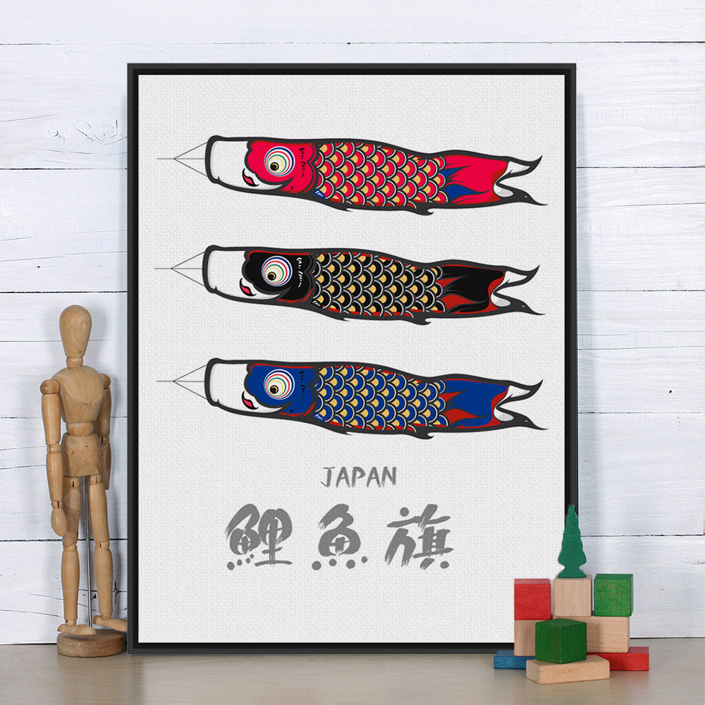 Animal Japanese Traditional Fish Carp Flags Canvas A4 Big Art Print Poster Wall Picture Living Room Home Decor Painting No Frame