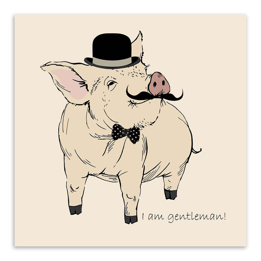 Fashion Animal Gentleman Beauty Pink Pig Canvas Big Art Print Poster Wall Picture Kids Room Wedding Decoration Painting No Frame