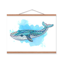 Load image into Gallery viewer, Modern Ancient African National Totem Animals Whale A4 Framed Canvas Painting Wall Art Prints Picture Poster Bar Home Decoration
