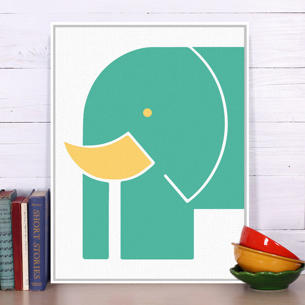 Abstract Minimalist Animal Big Elephant Canvas A4 Art Print Poster Nursery Wall Picture Kids Baby Room Decor Painting No Frame