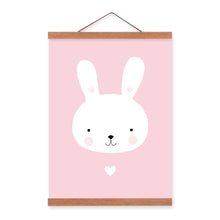 Load image into Gallery viewer, Kawaii Animal Mini Heart Rabbit Wooden Framed Canvas Painting Home Kids Room Decor Nuresery Wall Art Print Picture Poster Hanger

