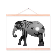 Load image into Gallery viewer, Elephant Black White Nordic Minimalist Animal King Silhouette Framed Canvas Painting Wall Art Prints Picture Poster Scroll Decor
