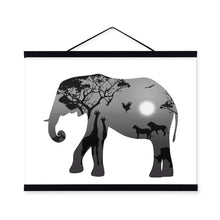 Load image into Gallery viewer, Elephant Black White Nordic Minimalist Animal King Silhouette Framed Canvas Painting Wall Art Prints Picture Poster Scroll Decor
