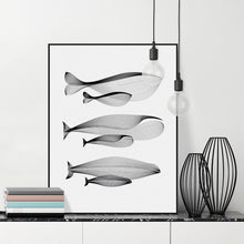 Load image into Gallery viewer, Modern Black White Animal Abstract Lines Whale Family A4 Large Canvas Art Print Poster Wall Picture Home Decor Painting No Frame
