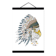 Load image into Gallery viewer, Eagle Head Ancient Indian Strong Animal Feather A4 Wooden Framed Canvas Painting Wall Art Print Picture Poster Scroll Home Decor
