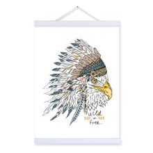 Load image into Gallery viewer, Eagle Head Ancient Indian Strong Animal Feather A4 Wooden Framed Canvas Painting Wall Art Print Picture Poster Scroll Home Decor
