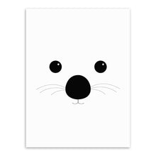 Load image into Gallery viewer, Modern Black White Minimalist Bear Animal Face A4 Art Print Poster Nursery Wall Picture Canvas Painting Kids Room Decor No Frame

