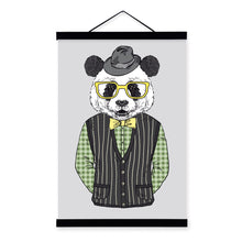 Load image into Gallery viewer, Panda Modern Fashion Gentleman Animal Portrait Wood Framed Canvas Painting Wall Art Print Picture Poster Scroll Office Home Deco
