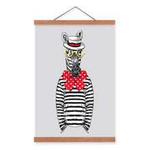 Load image into Gallery viewer, Zebra Modern Fashion Gentleman Animals Portrait A4 Large Wooden Framed Canvas Painting Wall Art Prints Picture Poster Home Decor
