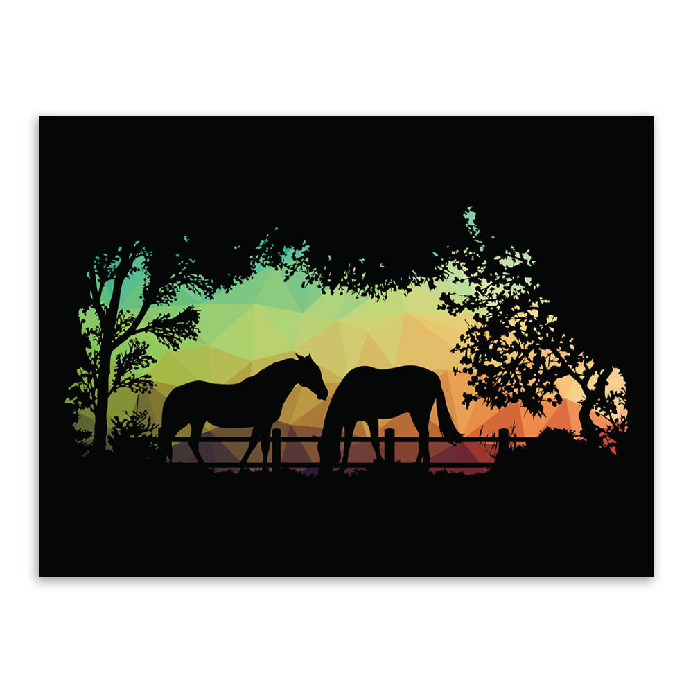 Modern Nordic Wild Animals Horse Silhouette Portrait Canvas A4 Art Print Poster Wall Picture Living Room Decor Painting No Frame
