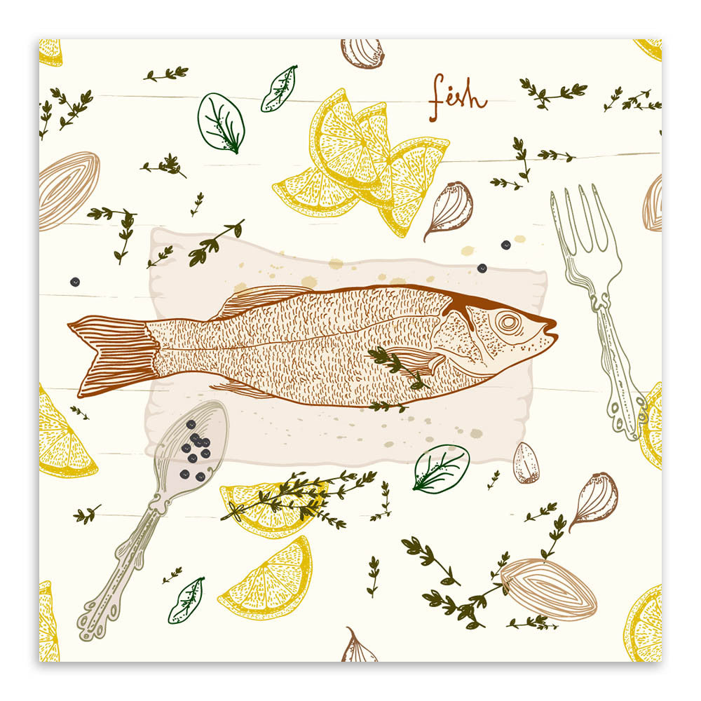Vintage Retro Fish Dish Food Poster Print Animal Picture Canvas Painting Japanese Kitchen Home Restaurant Wall Art Deco No Frame