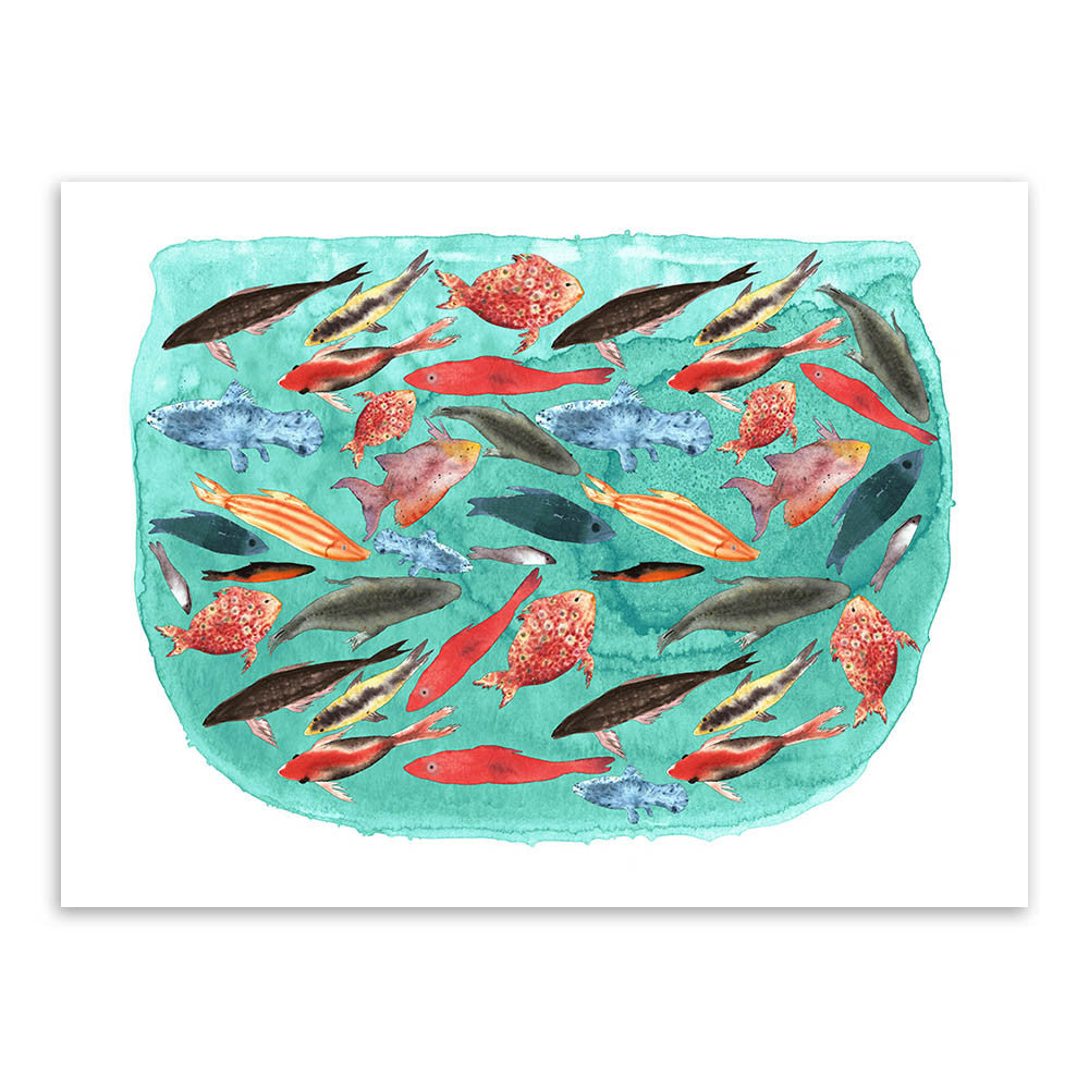 Watercolor Sea Fish Tank Art Prints Poster Cartoon Animal Living Room Wall Picture Canvas Painting No Framed Kitchen Home Decor