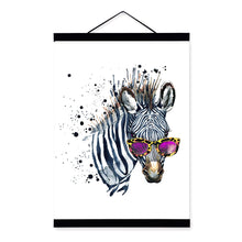 Load image into Gallery viewer, Zebra Watercolor Fashion Animal Wildlife Portrait Wood Framed Canvas Painting Wall Art Print Picture Poster Kids Room Home Decor
