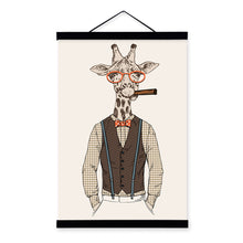 Load image into Gallery viewer, Giraffe Modern Fashion Gentleman Animals Portrait Hipster Framed Canvas Painting Wall Art Print Picture Poster Scroll Home Decor
