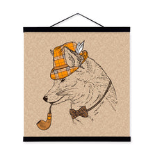 Load image into Gallery viewer, Fox Vintage Retro Gentleman Animal Portrait Hippie Wooden Framed Canvas Painting Wall Art Print Picture Poster Scroll Home Decor
