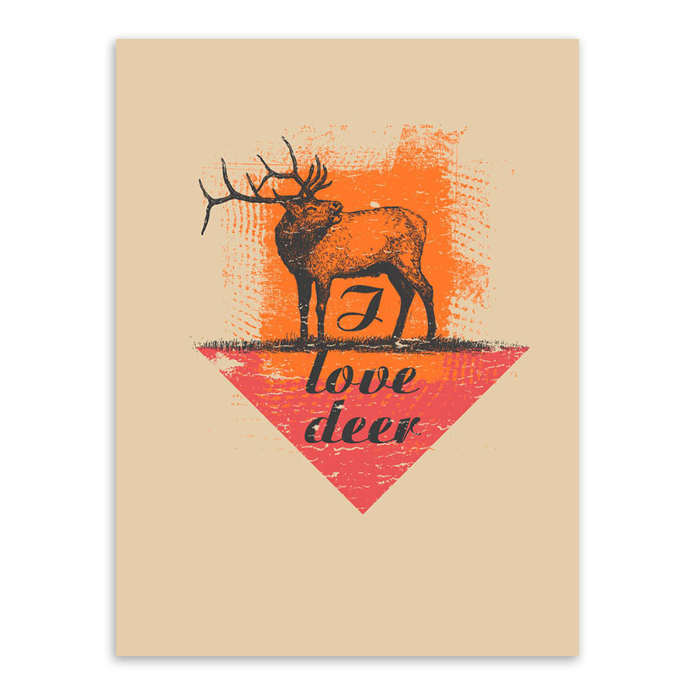 Modern Nordic Vintage Retro Animal Love Deer A4 Big Art Print Poster Wall Picture Living Room Canvas Painting Home Deco No Frame