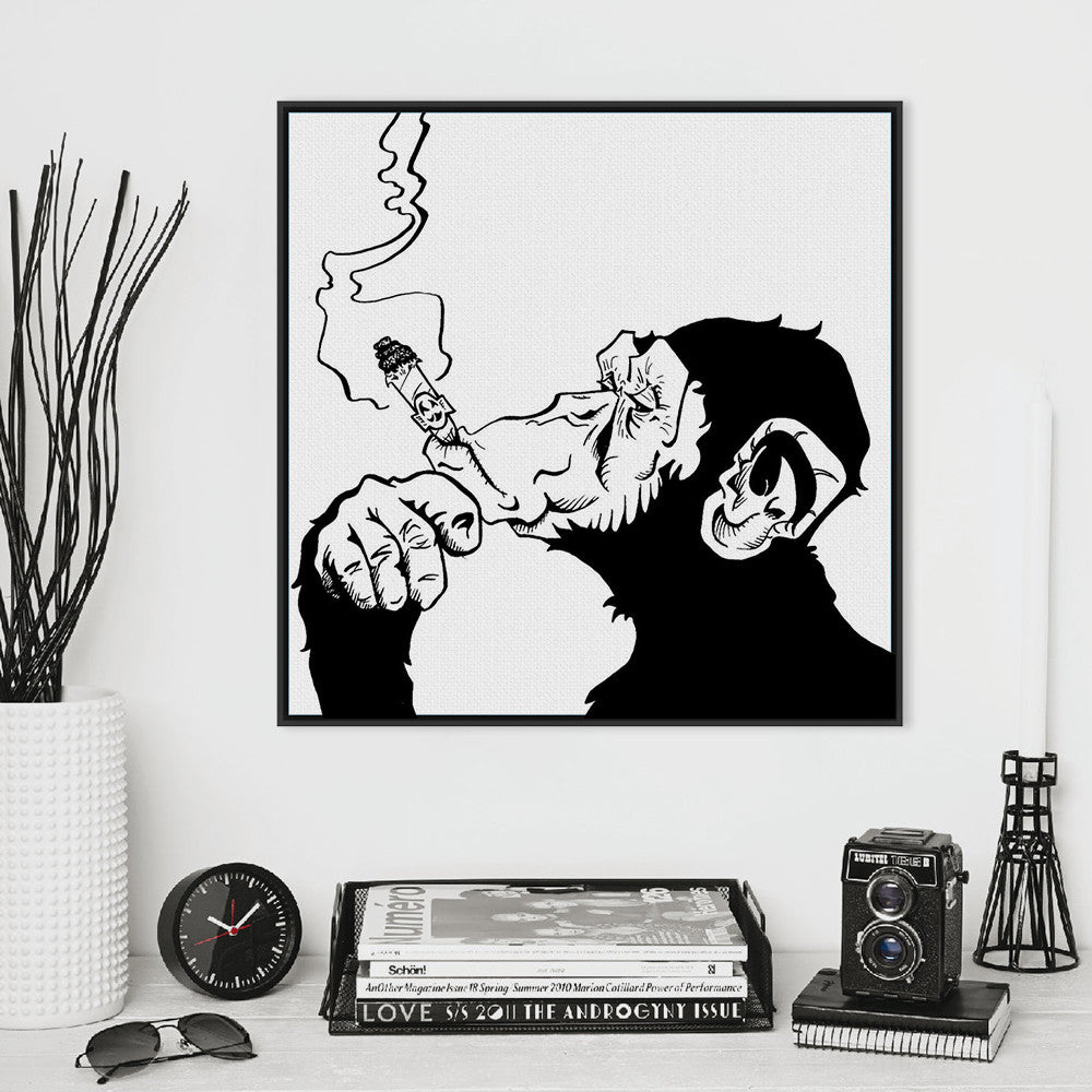 Black White Animals Smoking Gorilla Modern Abstract Canvas Art Print Poster Wall Picture Living Room Bar Decor Painting No Frame