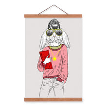 Load image into Gallery viewer, Girl Bunny Rabbit Modern Fashion Design Beauty Animal Hipster Framed Canvas Painting Wall Art Prints Picture Poster Hanger Decor
