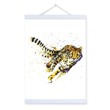 Load image into Gallery viewer, Leopard Watercolor Fashion Animal Wildlife Wooden Framed Canvas Painting Wall Art Print Picture Poster Scroll Bedroom Home Decor

