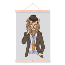Load image into Gallery viewer, Lion Modern Fashion Gentleman Animal Portrait Wood Framed Canvas Painting Wall Art Print Picture Poster Hanger Office Home Decor
