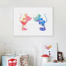 Load image into Gallery viewer, Original Watercolor Mickey Mouse Wedding Decoration Love Couple Pop Cartoon Art Prints Poster Home Wall Pictures Canvas Painting
