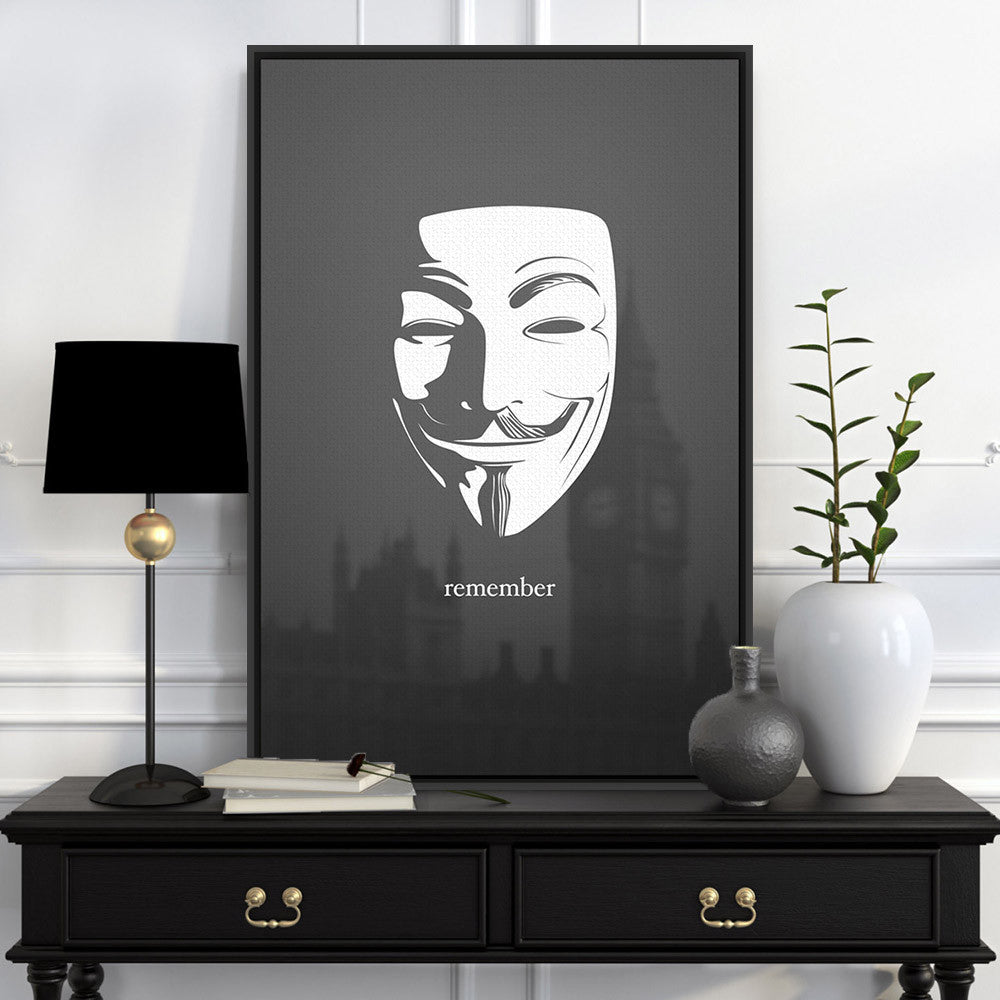Modern Vendetta Black White Lodon Hero Mask Pop Movie A4 Large Art Print Poster Abstract Wall Picture Canvas Painting Home Decor