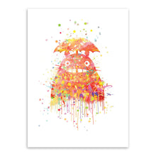 Load image into Gallery viewer, Original Watercolor Totoro Modern Japanese Anime Movie A4 Art Print Poster Abstract Wall Picture Canvas Painting Kids Room Decor
