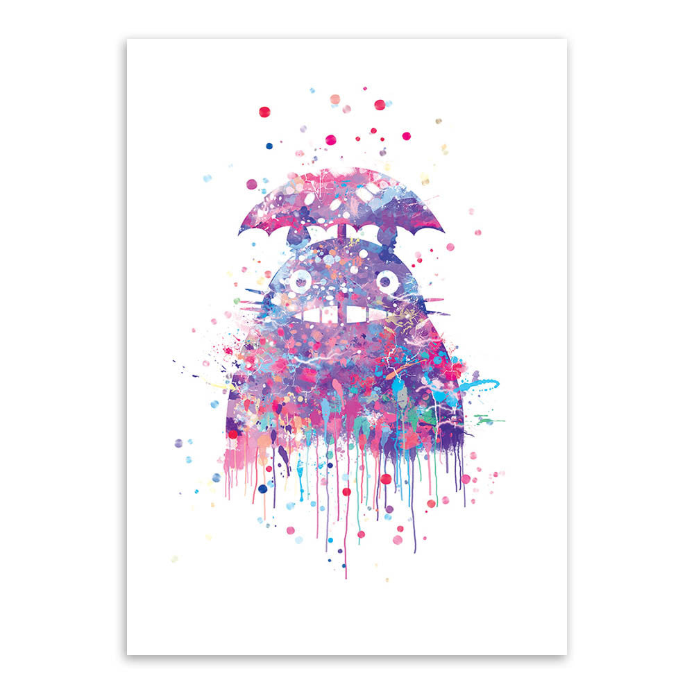 Original Watercolor Totoro Modern Japanese Anime Movie A4 Art Print Poster Abstract Wall Picture Canvas Painting Kids Room Decor
