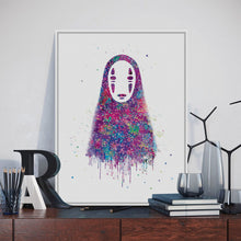 Load image into Gallery viewer, Original Watercolor No Face Japanese Hayao Miyazaki Anime Art Print Poster Abstract Wall Picture Canvas Painting Kids Room Decor

