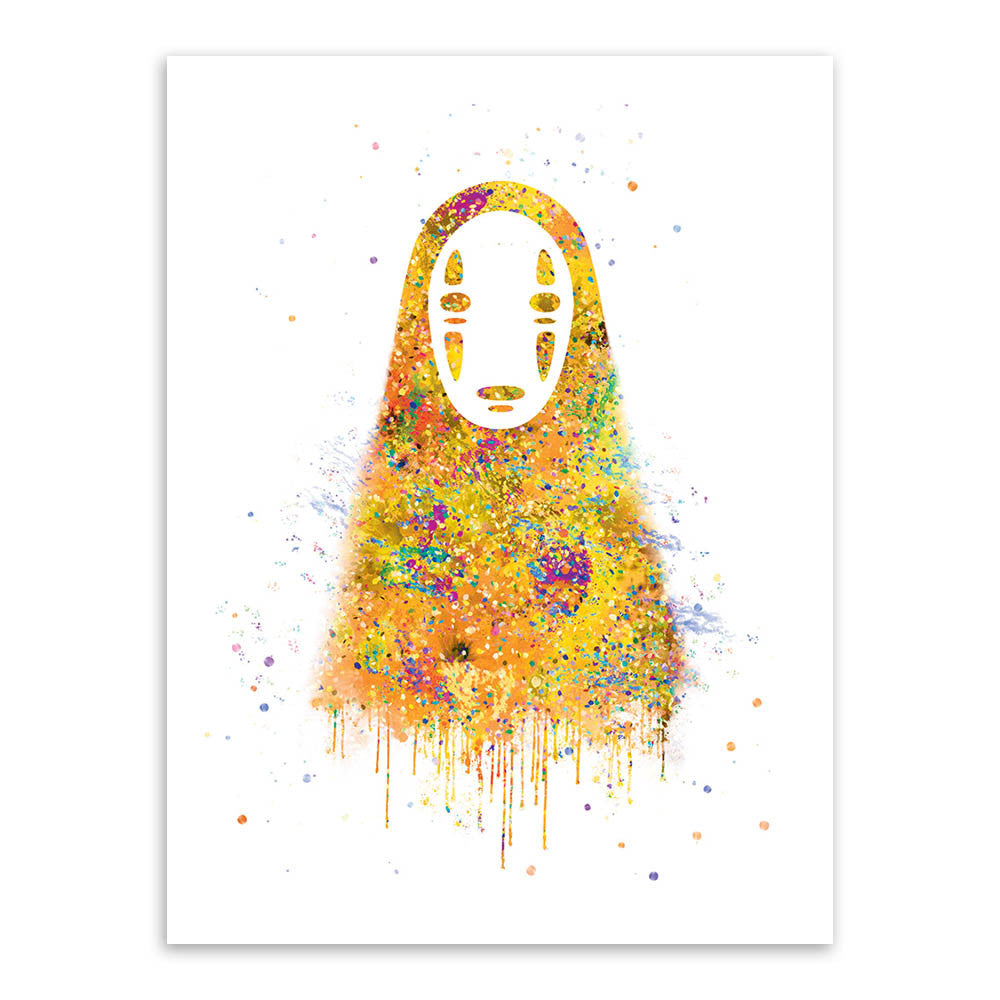 Original Watercolor No Face Japanese Hayao Miyazaki Anime Art Print Poster Abstract Wall Picture Canvas Painting Kids Room Decor