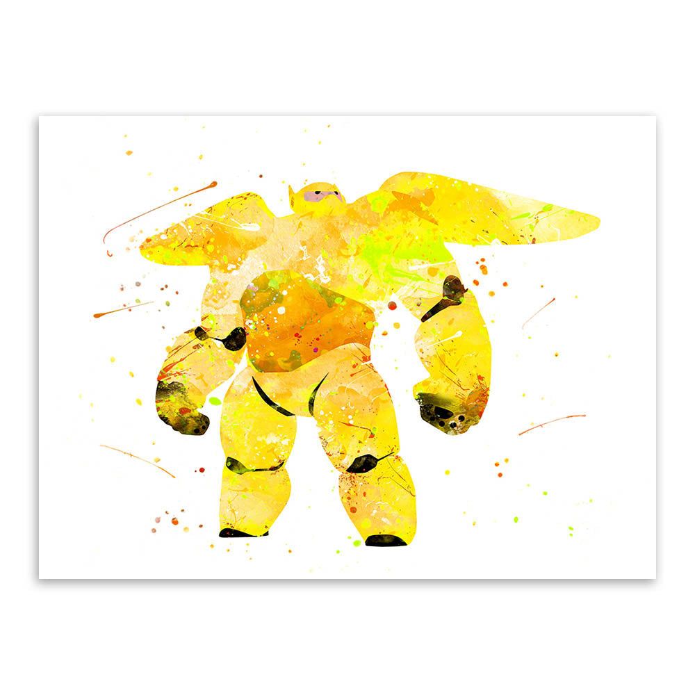 Original Watercolor Baymax Drawings Kids Room Modern Abstract Wall Art A4 Large Movie Anime Poster Prints Canvas Paintings Gifts