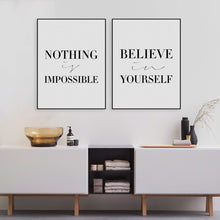 Load image into Gallery viewer, Minimalist Black White Motivational Typography Believe Quotes Art Print Poster Wall Picture Canvas Painting No Frame Home Decor
