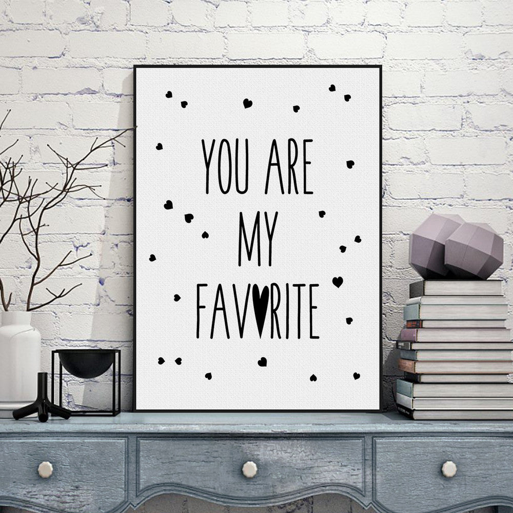 Black White Nordic Minimalist Typography Love Heart Quotes A4 Art Print Poster Wall Picture Canvas Painting Girl Kids Room Decor