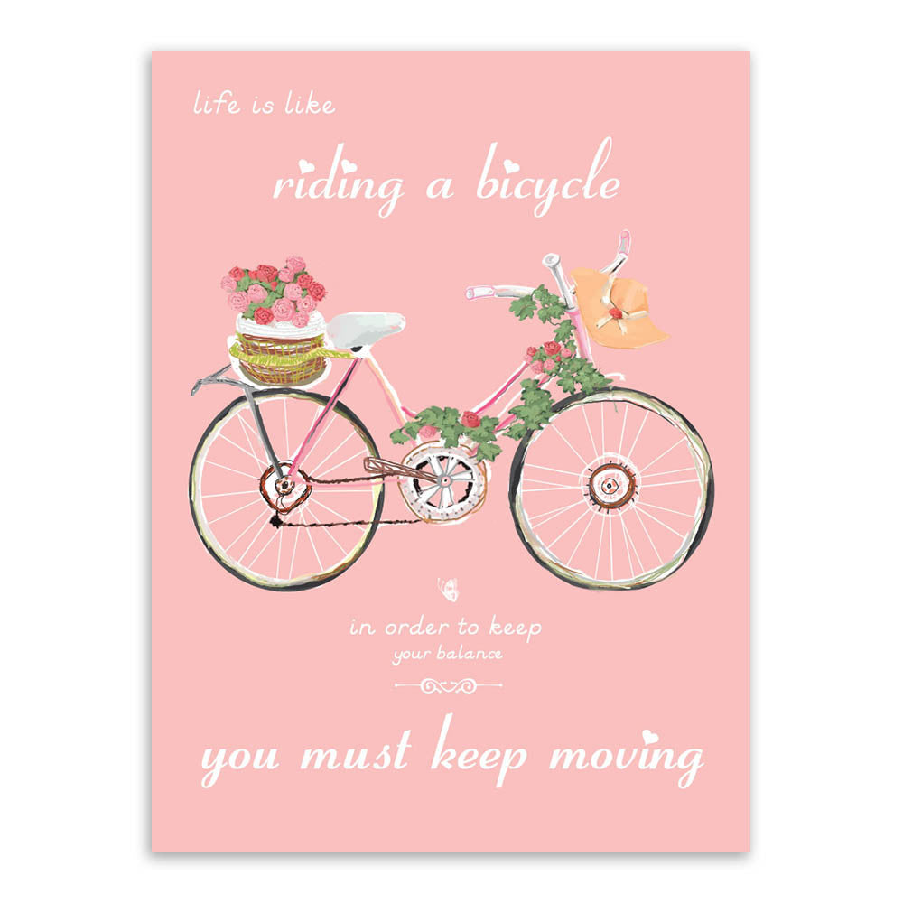Flower Rose Bike Bicycle Motivational Typography Quotes Art Print Poster Rural Wall Picture Canvas Painting Girl Room Home Decor