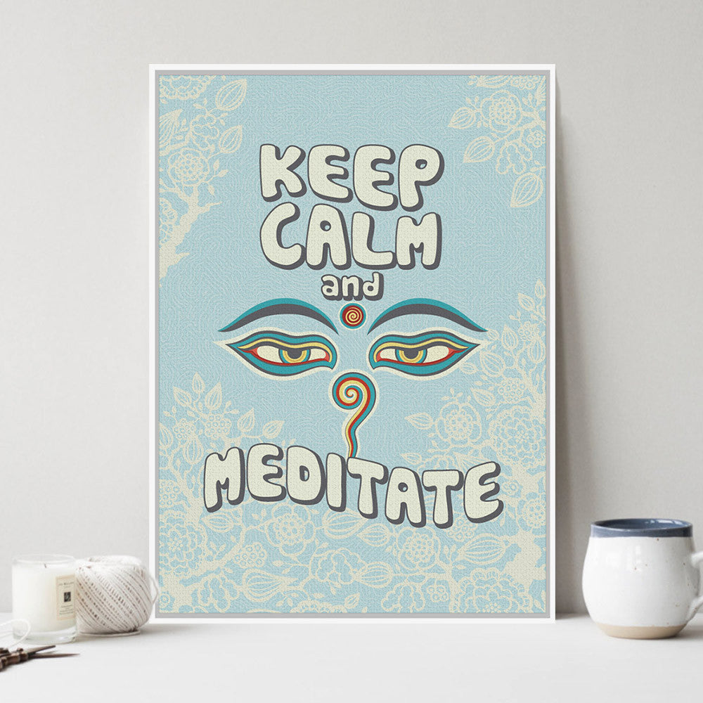 Modern Oriental Buddha Zen Motivational Typography Keep Calm Quotes A4 Art Prints Poster Wall Picture Canvas Painting Home Decor