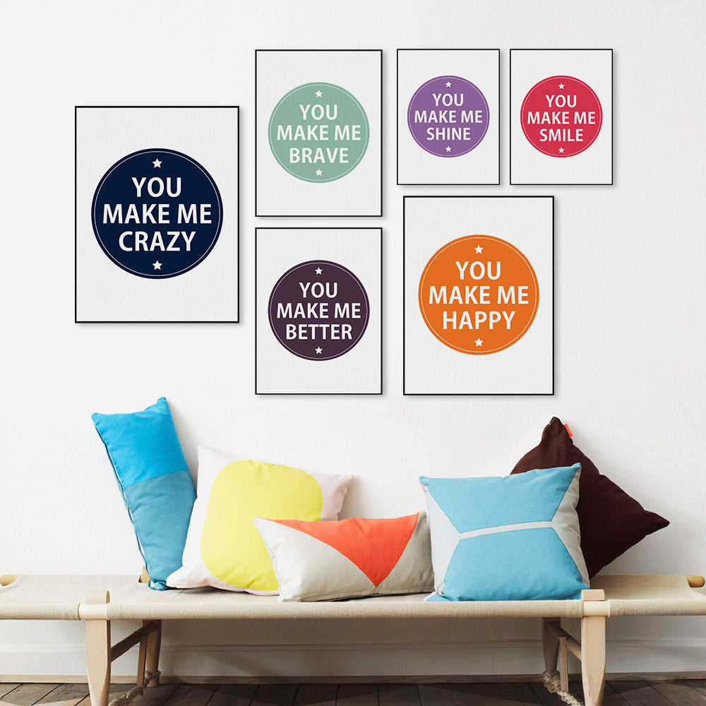 Minimalist Nordic Colorful Motivational Typography Quotes Poster Print Wall Art Picture Kids Room Decor Canvas Painting No Frame