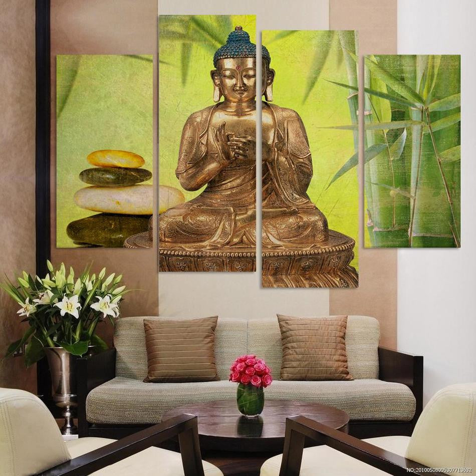 FREE SHUPPING Large Size Buddha Canvas Painting for interior Room Decoration Bamboo and stone (unframed) FX023 WHOLESALE