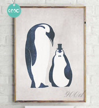 Load image into Gallery viewer, Vintage Cartoon Penguin Baby Canvas Art Print Painting Poster,  Wall Pictures for Home Decoration, Nursery Home Decor YE63
