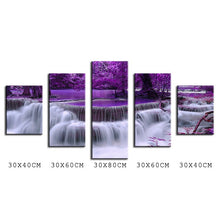 Load image into Gallery viewer, COLOR NO FRAME 5pcs purple waterfall Oil Painting Printed Painting Oil Painting On Canvas Oil Painting for Home Decor Wall Decor
