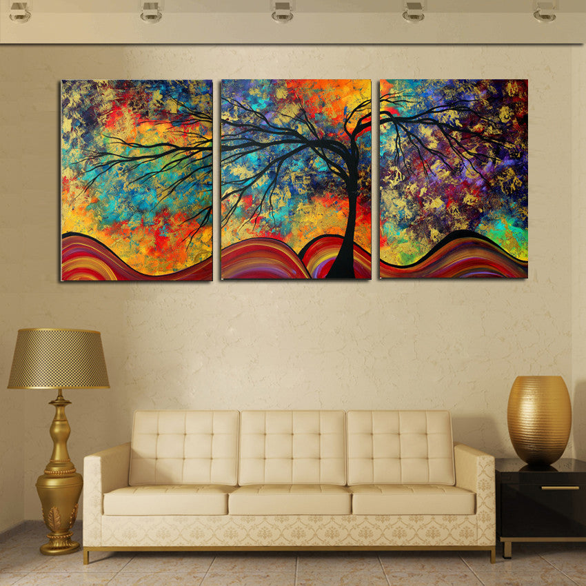 Large Wall Art Home Decor Abstract Tree Painting Colorful Landscape Paintings Canvas Picture For Living Room Decoration No Frame