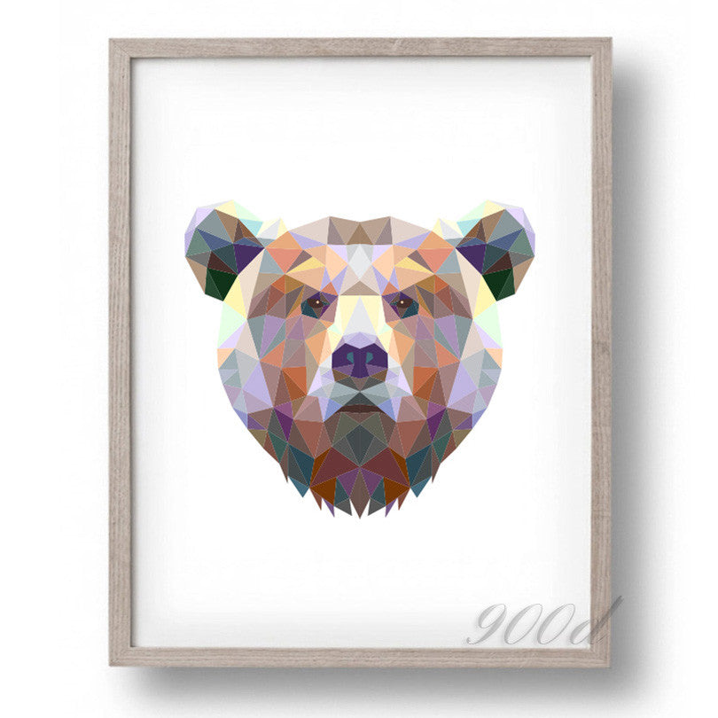 Triangle Bear Canvas Art Print Painting Poster,  Wall Pictures for Home Decoration, Home Decor FA386-2