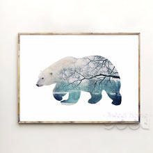Load image into Gallery viewer, Polar Bear with Snow scene Canvas Art Print Poster, Wall Pictures for Home Decoration, Wall Decor YE117
