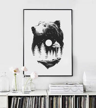 Load image into Gallery viewer, Bear with Forest Sketch Canvas Art Print Painting Poster, Wall Pictures For Home Decoration, Wall Decor S008
