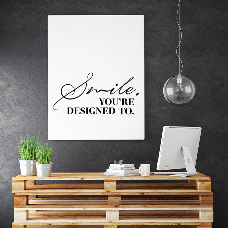 Smile Inspirational Wall Art, Print Quote Modern Canvas Art Painting Wall Pictures For Bedroom Living room Decor, No Frame