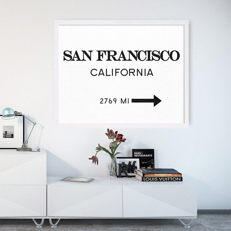 San Francisco Print California City Sign Modern Print Art Posters Canvas Art Painting Wall Pictures for Living Room, No Frame