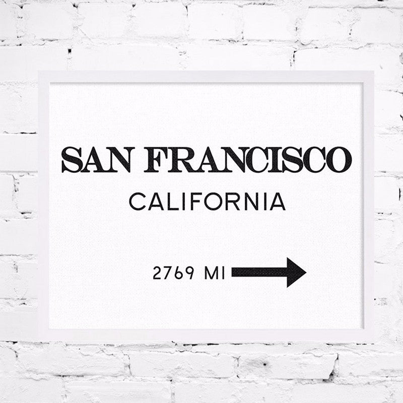 San Francisco Print California City Sign Modern Print Art Posters Canvas Art Painting Wall Pictures for Living Room, No Frame