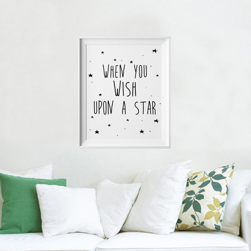 Stars Quotes Kids Poster, Nursery Print Art, Wall Picture Oil Painting Canvas Art Prints Nursery Art, Baby Room Decor No Frame