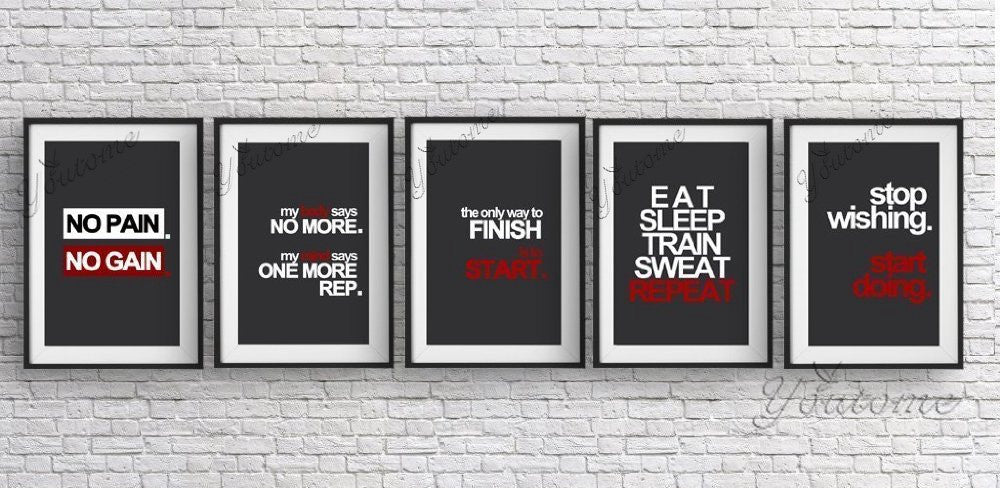 5 options Gym fitness motivation poster vinyl Decal,inspiration quotes wall sticker home decor painting