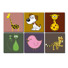 Load image into Gallery viewer, creative wall art Canvas painting Oil Painting 6 pieces/set Modern cartoon animals wall pictures kids room wall decor No Frame
