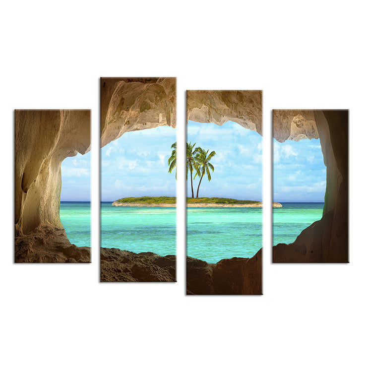 4PCS cave seacape  living rooms set Wall painting print on canvas for home decor ideas paints on wall pictures art No framed
